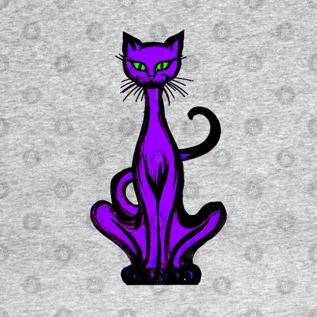 Retro 1970's Funky Groovy Purple Jazz Cat Cartoon by iskybibblle